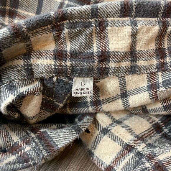 Jachs Men's Gray Plaid Flannel Button-Up Shirt Size L Long Sleeve - Picture 4 of 8